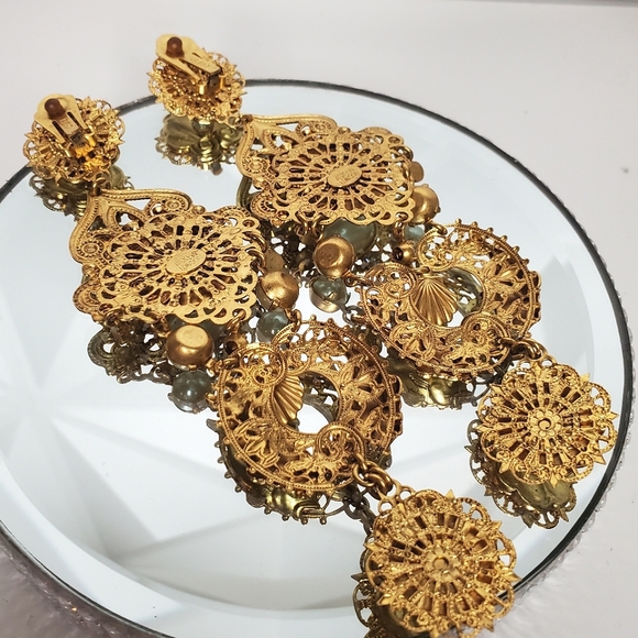 Magnificent & Massive ASKEW LONDON Etruscan Sea Theme Pearl Dangle Earrings - Picture 7 of 9